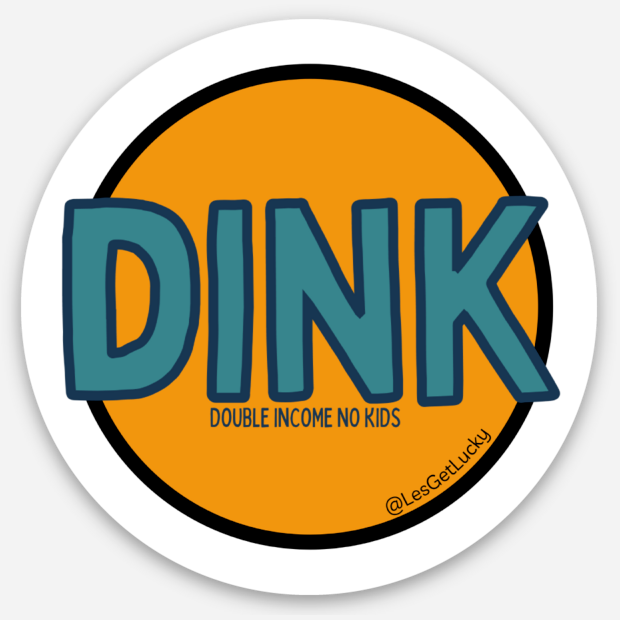 DINK Vinyl Sticker | Double Income, No Kids Accessories | Child-free Car, Laptop Sticker